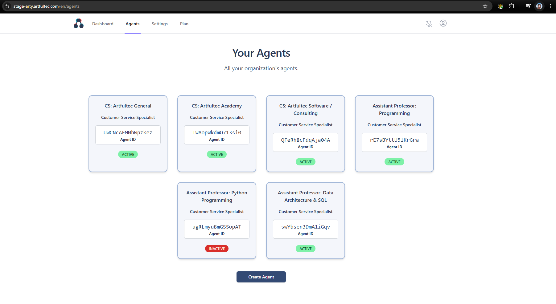 Arty Agents Dashboard