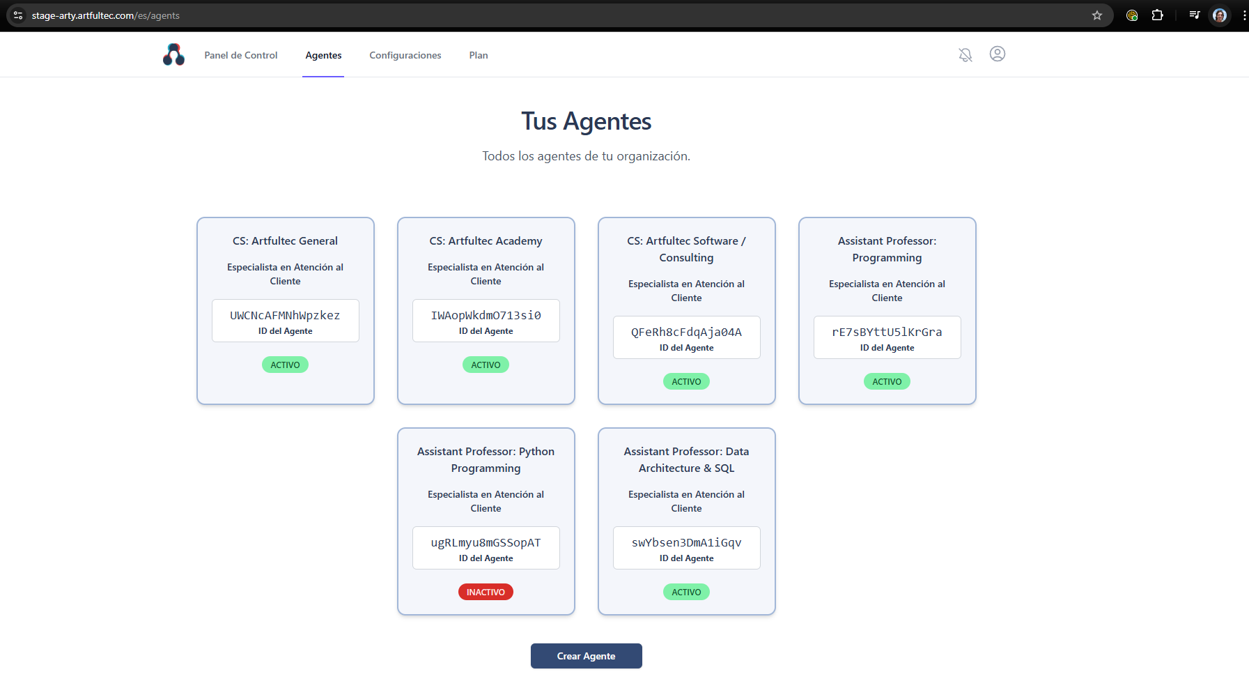 Arty Agents Dashboard